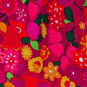 EDNA OLIVER Highlighter Bright Hawaiian Acrylic Crepe MAXI SKIRT Vintage 1970's